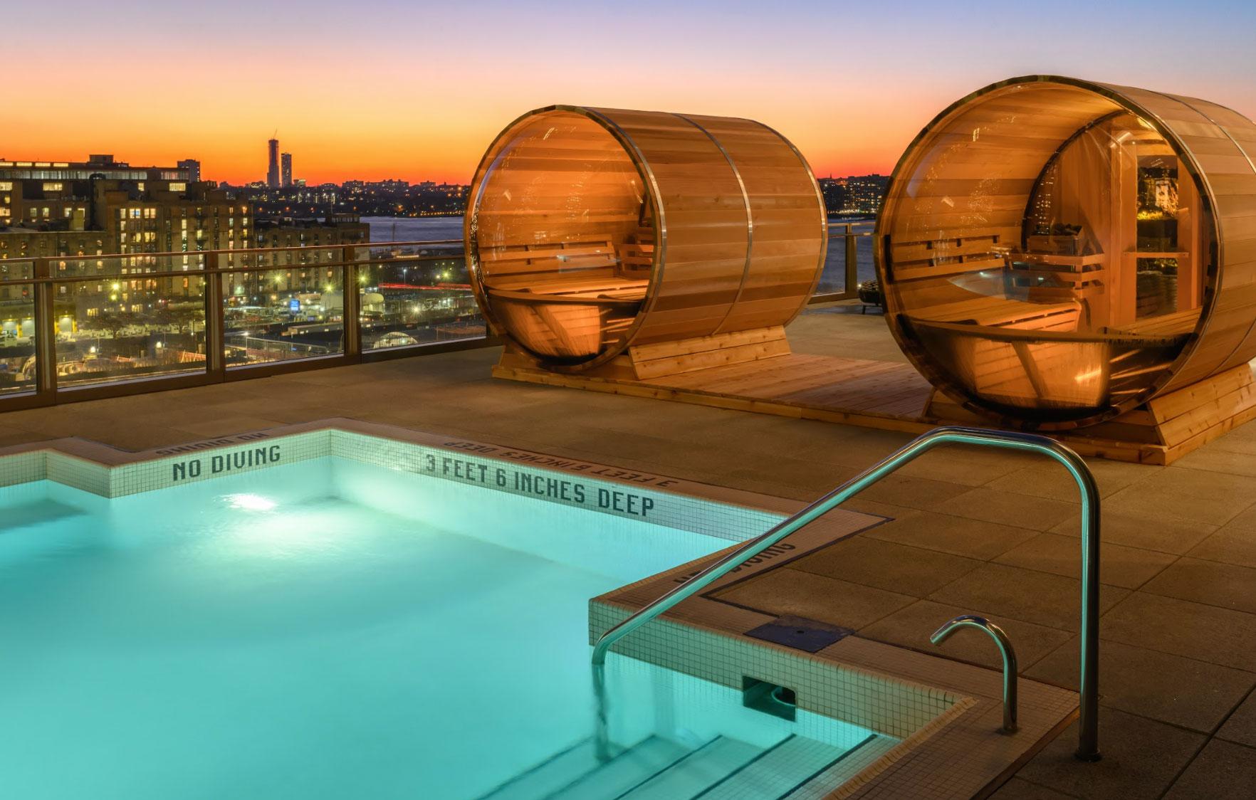 apres equinox heated outdoor pool saunas