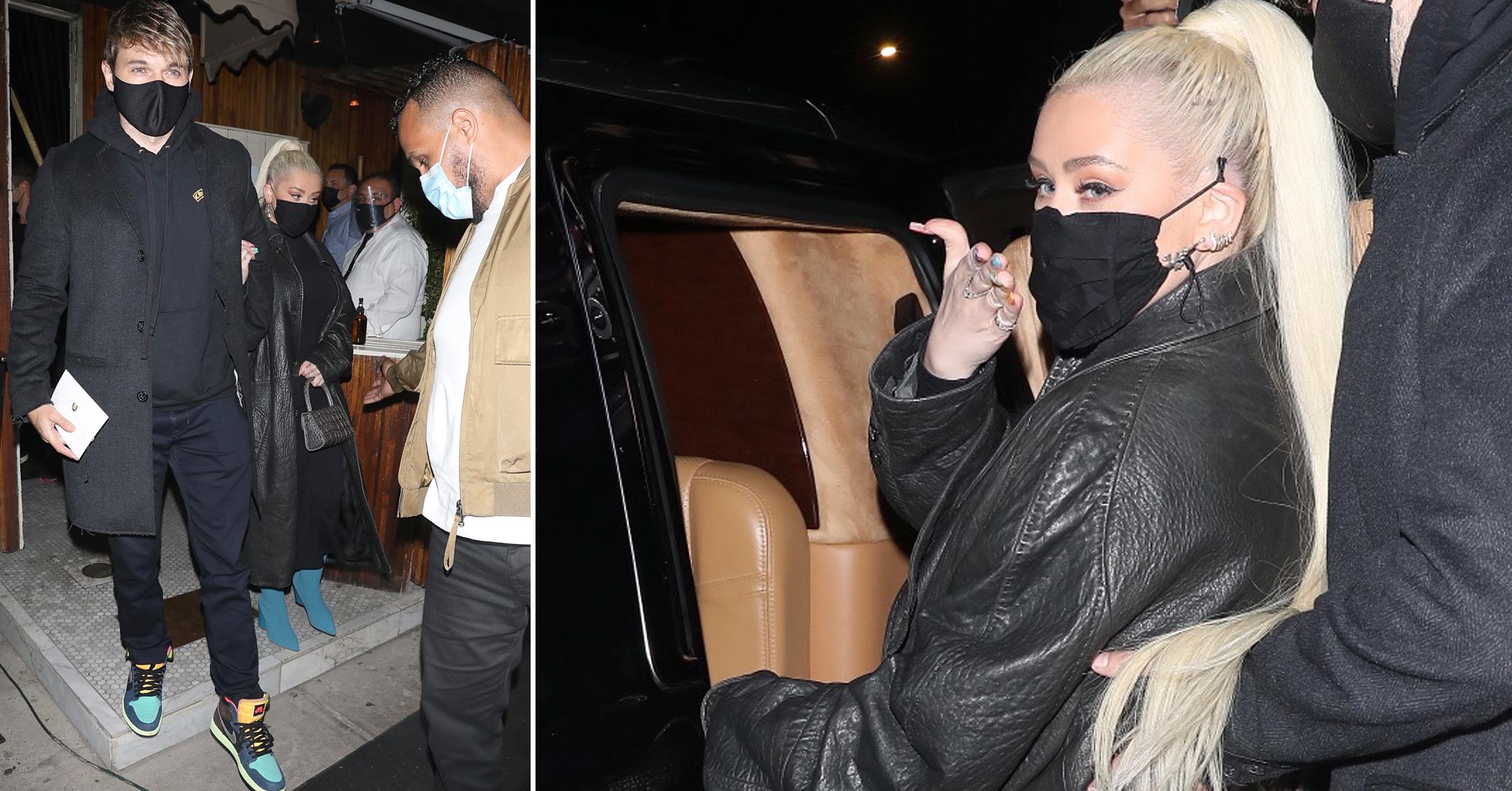 christina aguilera matthew rutler leave romantic dinner