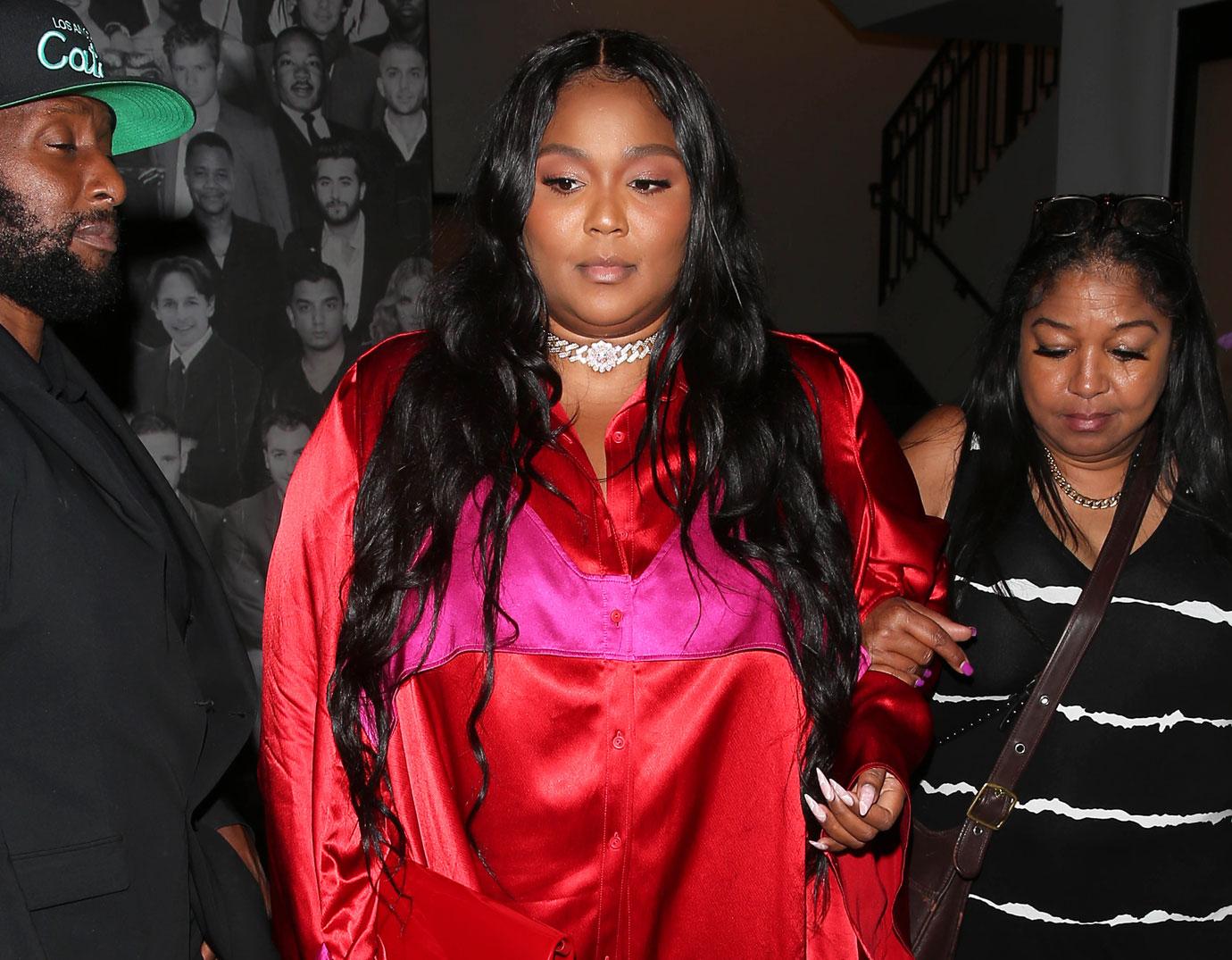 lizzo was all smiles as she was seen leaving dinner at catch restaurant in west hollywood ca