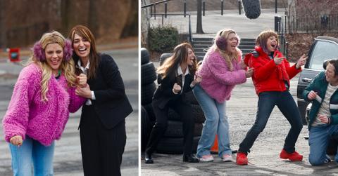 sara bareilles and busy philipps film girls five eva in queens pp