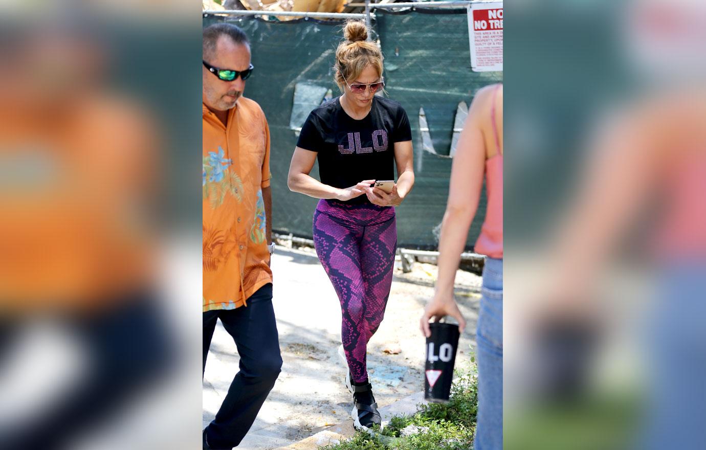 jennifer lopez hits the gym in a bedazzled j lo t shirt in miami iphone