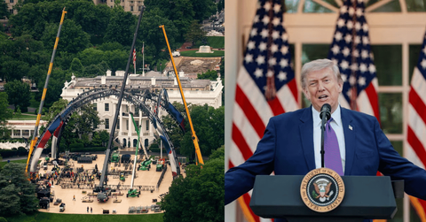 President Donald Trump is turning the historic South Lawn into an outdoor sports stadium.
