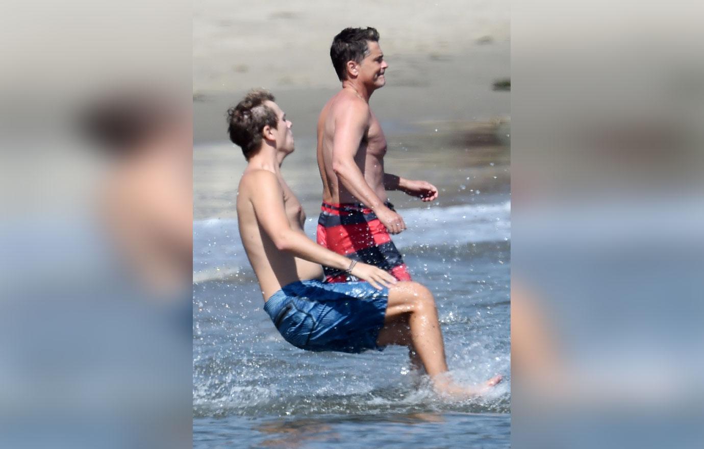 rob lowe and son at the beach on easter weekend