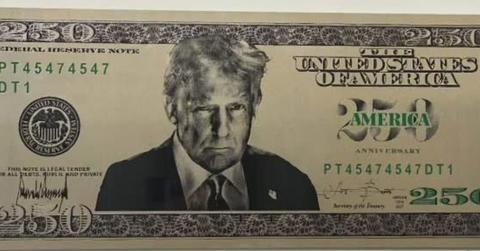 Donald Trump face on $250 bill U.S. Currency