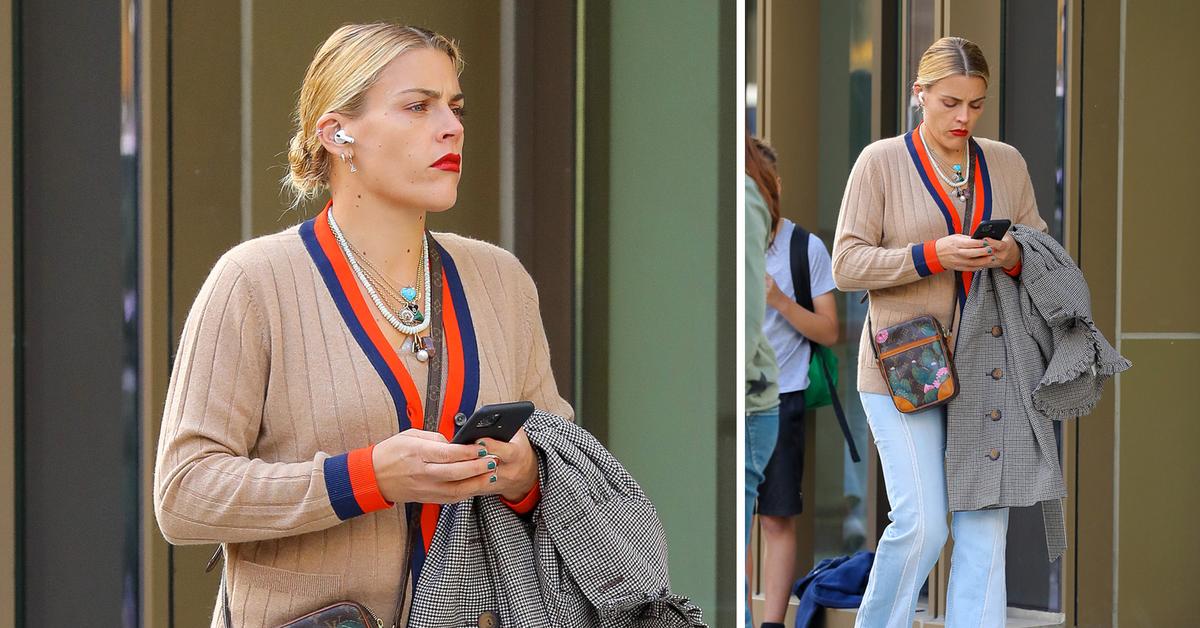 Busy Philipps Steps Out In A Cardigan & Flare Jeans: See Her Trendy Outfit