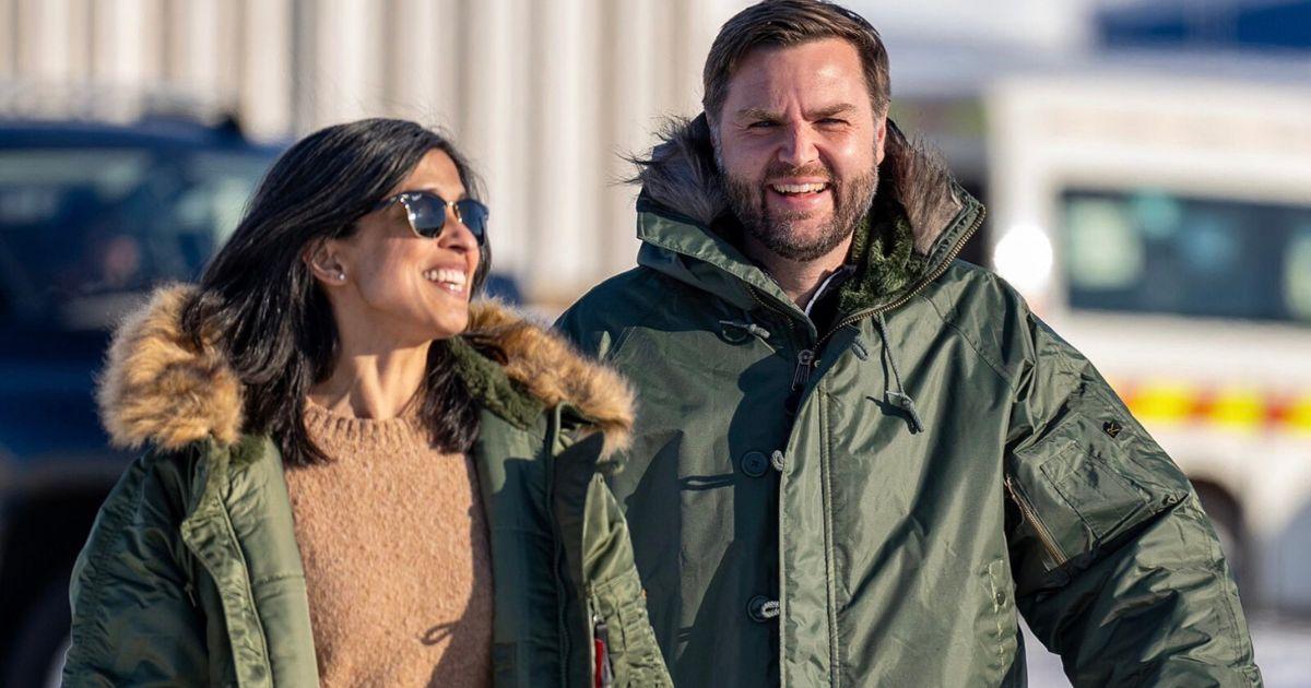 Usha Vance smiling in an image with JD Vance