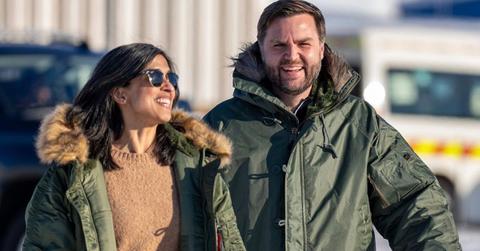 Usha Vance smiling in an image with JD Vance