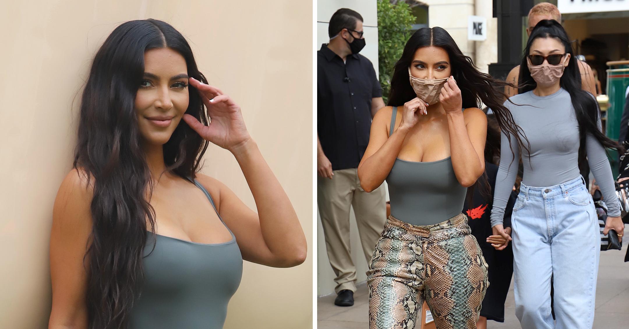 kim kardashian promotes skims at pop up in the grove