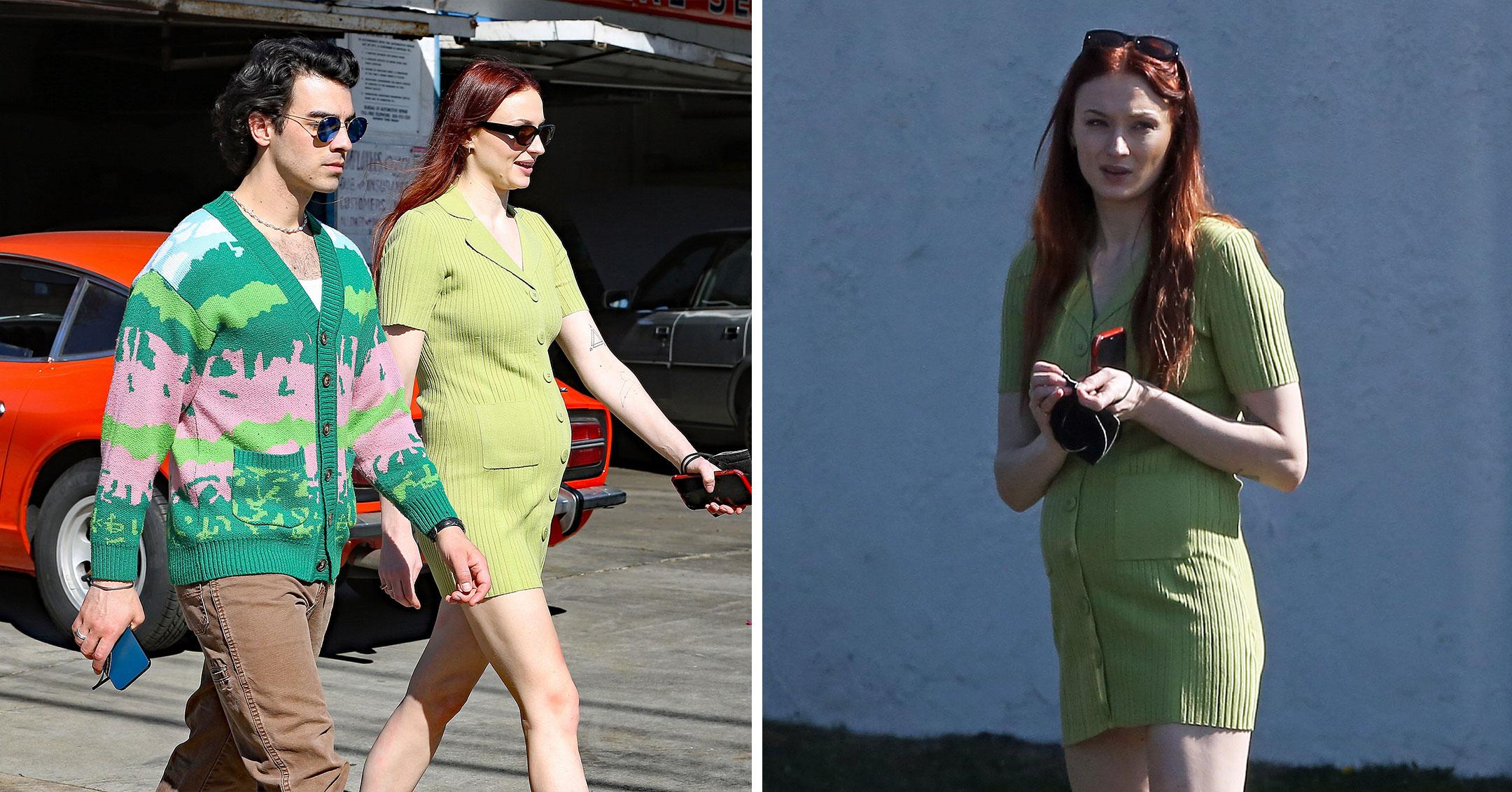 Sophie Turner Looks Fab in Green Minidress While Supporting Joe