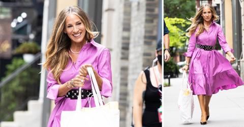 sarah jessica parker heads to set of and just like that