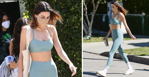 kendall jenner leaving pilates workout in leggings
