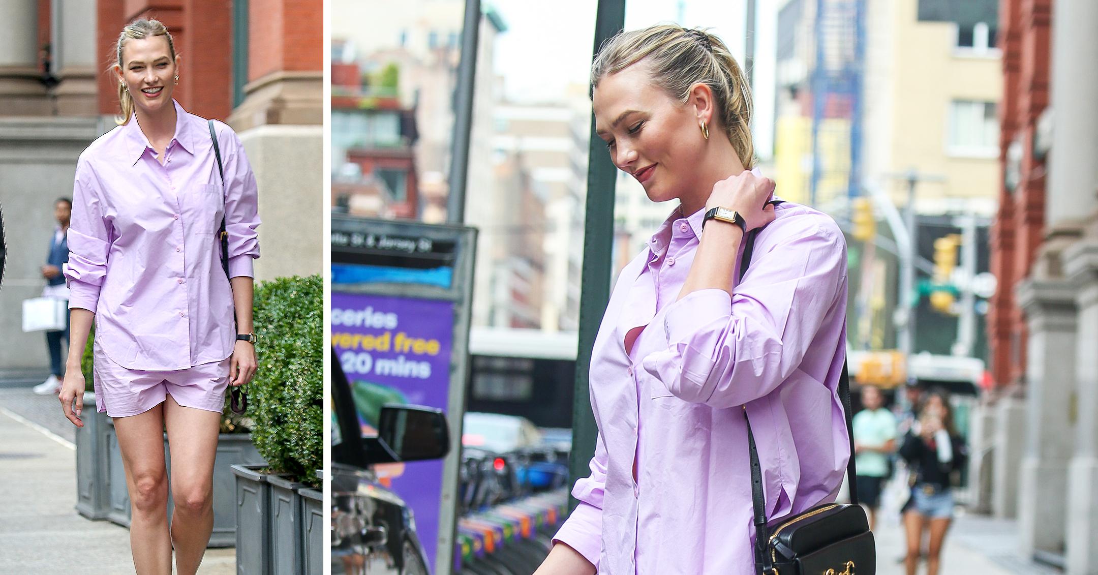 karlie kloss is all smiling while leaving her apartment building in soho nyc