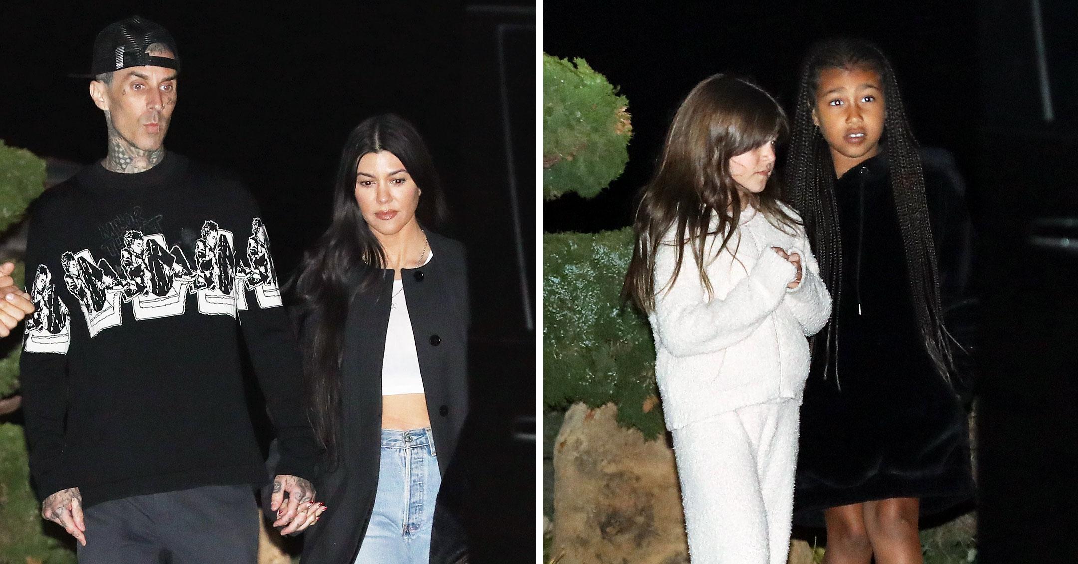 kourtney kardashian and travis barker at nobu malibu with penelope disick and north west mhf