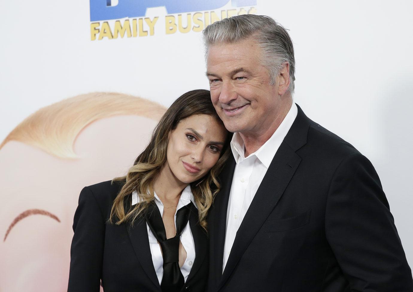 hilaria and alec bladwin and family at the boss baby premiere