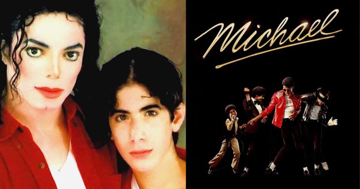Michael Jackson with a Cascio sibling; Poster of the film 'Michael'
