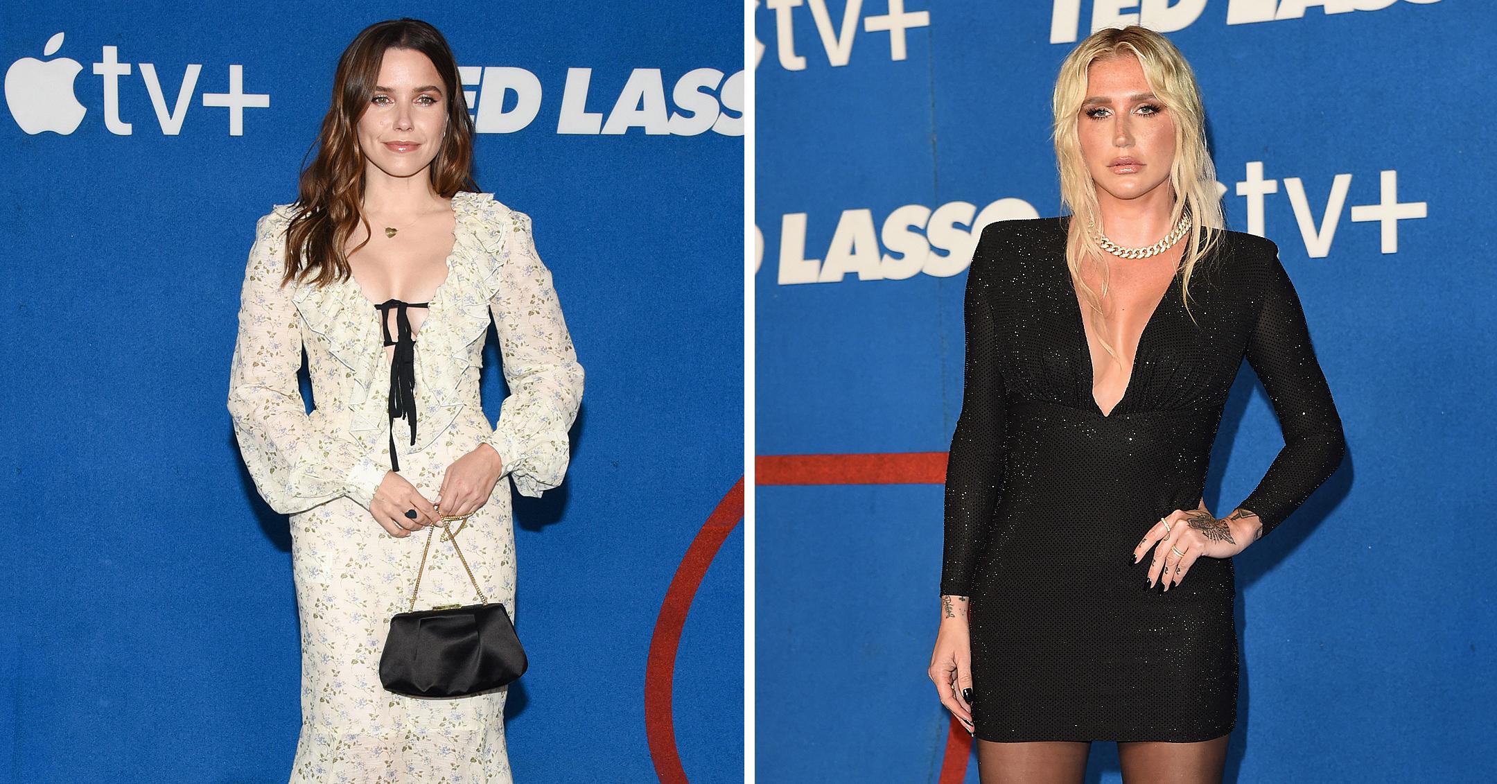 sofia bush and kesha at ted lasso season  premiere