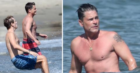rob lowe and son at the beach on easter weekend