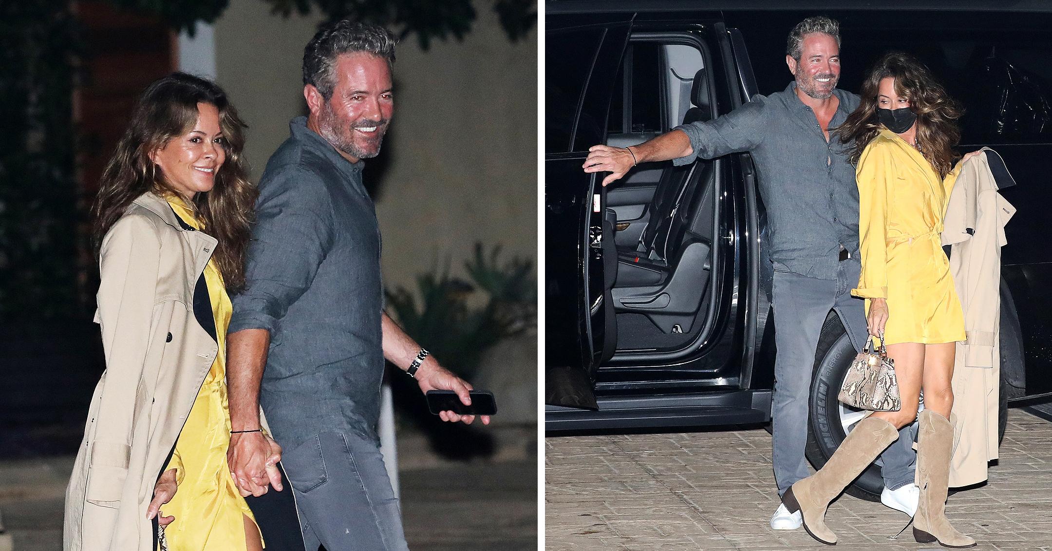 brooke burke and scott rigsby are all smiles as they leave nobu malibu after having dinner