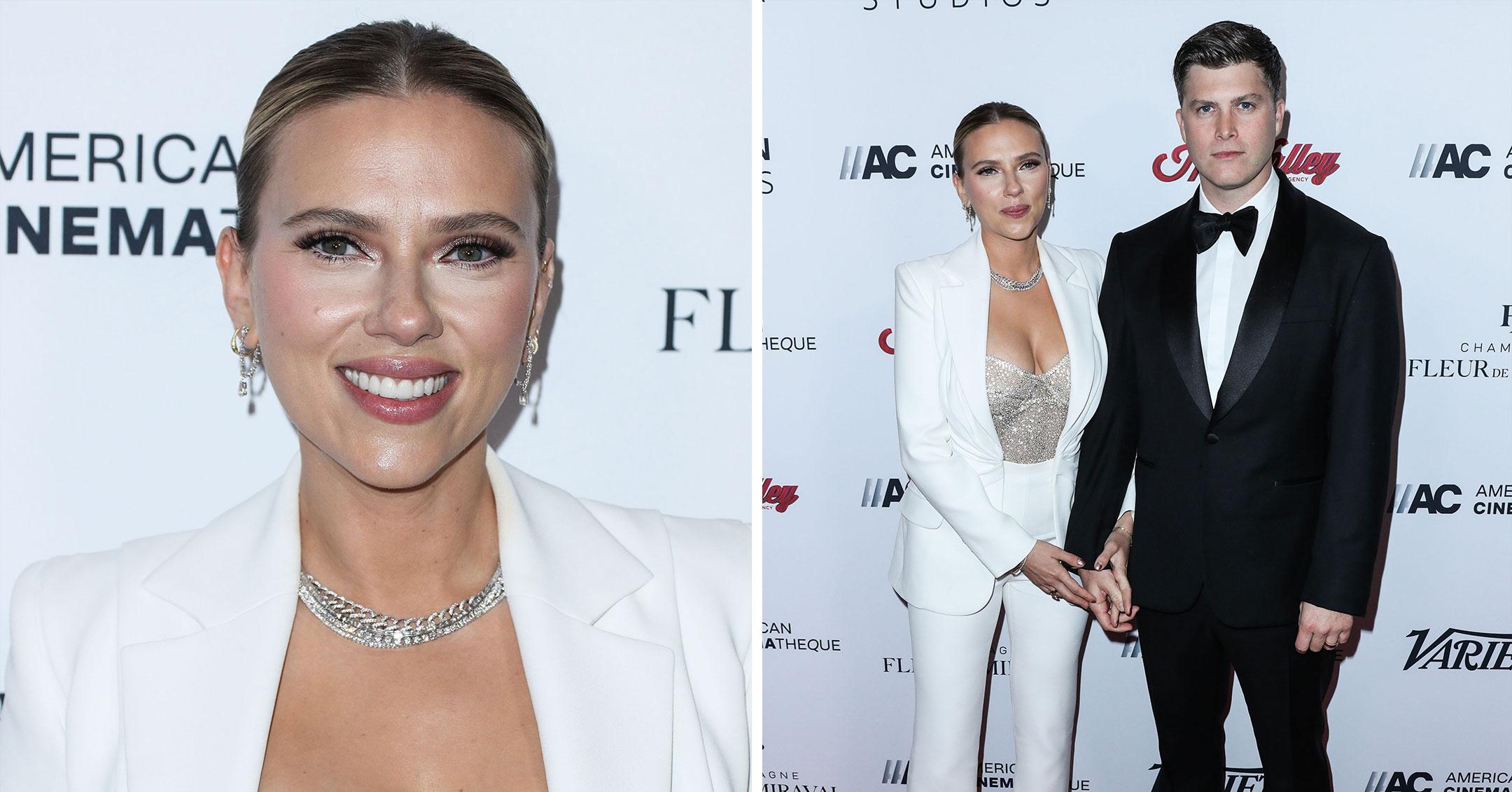 scarlett johansson and colin jost american cinematheque awards pp