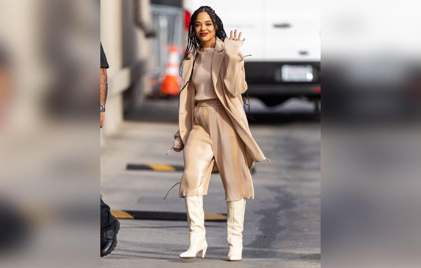 tessa thompson is seen at jimmy kimmel live