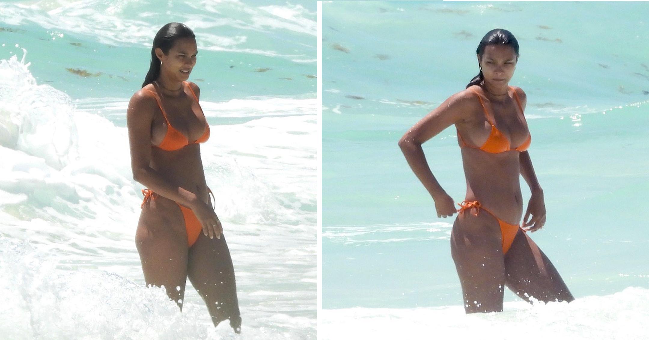 victoria secret model lais ribeiro takes a dip in ocean in mexico