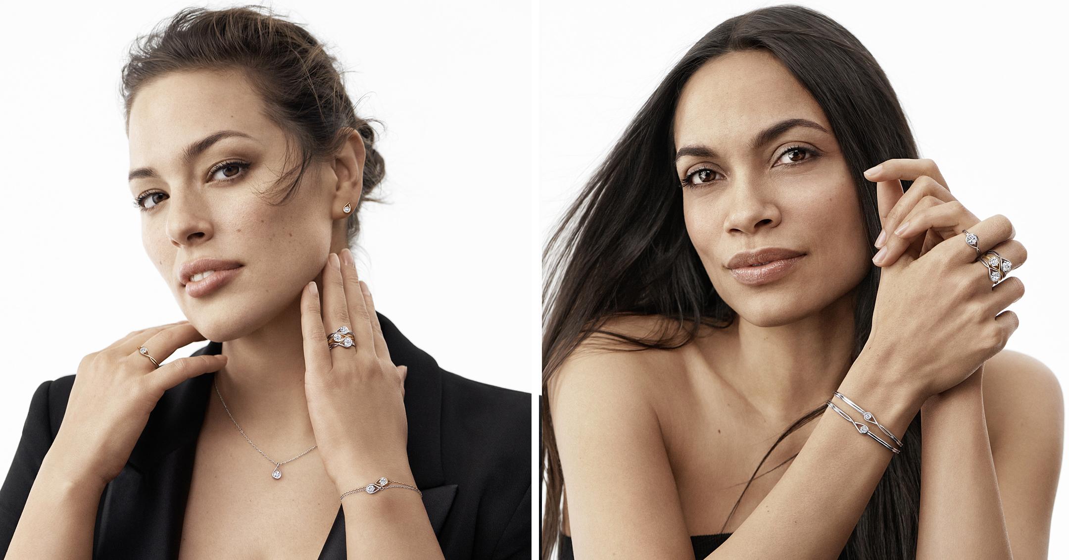 ashley graham and rosario dawson dazzle in sustainable diamond campaign