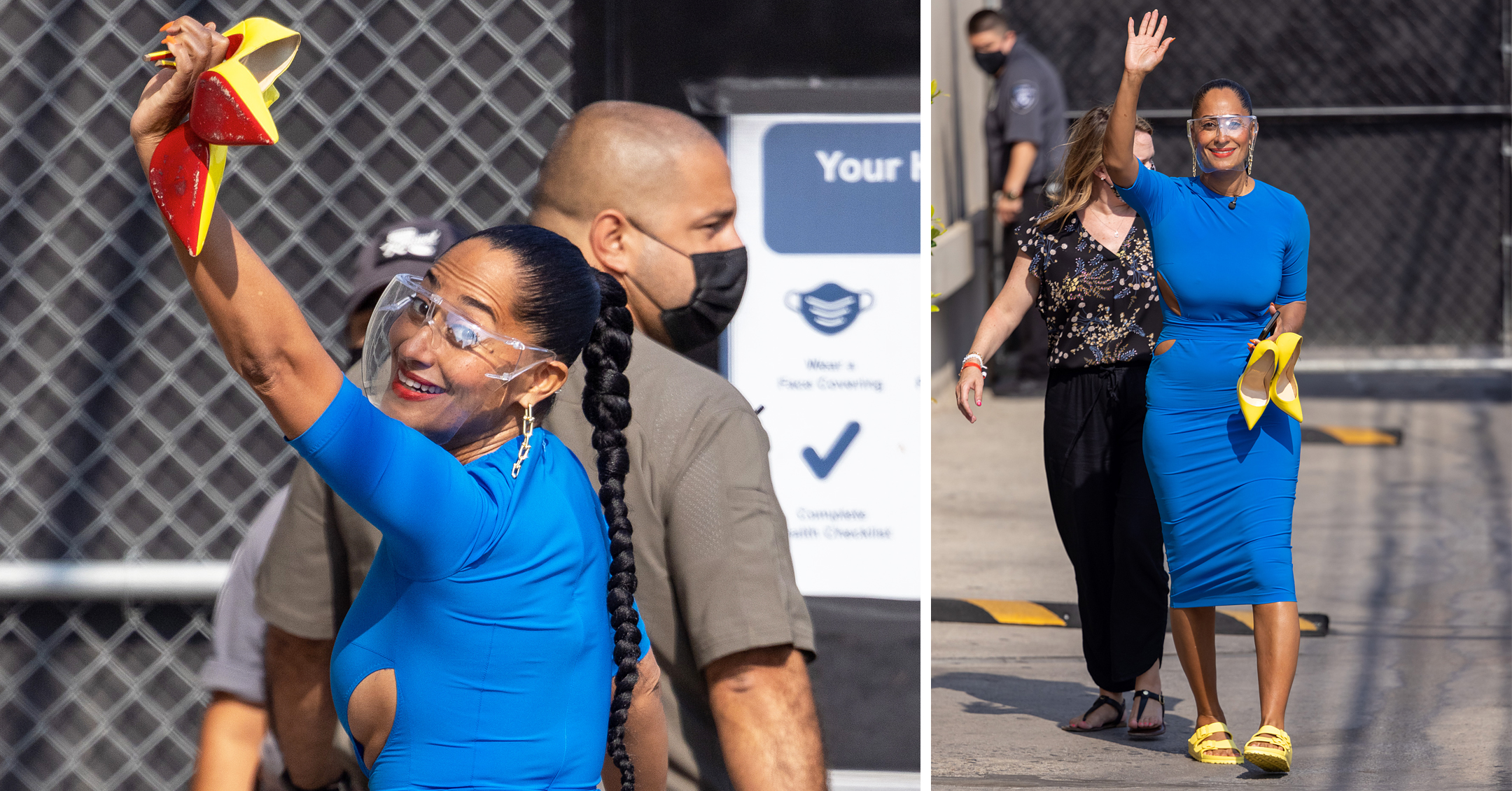 tracee ellis ross blue dress Tracee Ellis Ross Wears Feathery Germanier Design Black-ish Finale
