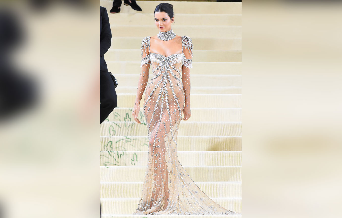 who designed kendall jenner's met gala dress Kendall Jenner Attends Met Gala 2022 Solo in a Show Stopping Two-Piece